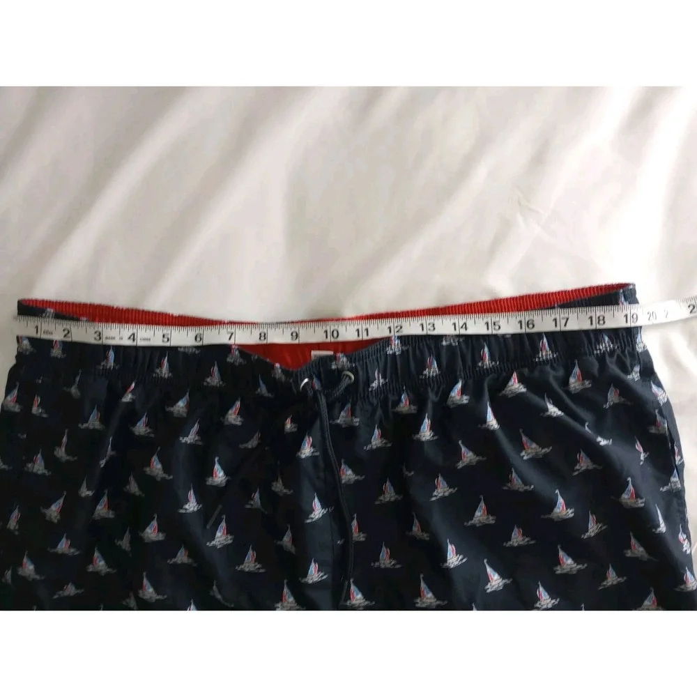Croft & Barrow Mens  Sail Boat Beach Nautical Blue Swim Shorts Trunks  XXL 2XL